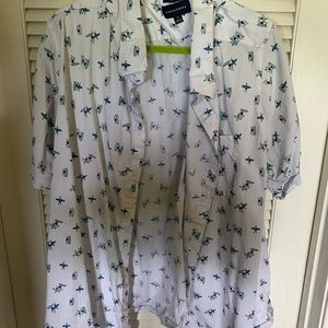 Men’s 4XL Saddlebred Surfer Guy Print SS Button Up